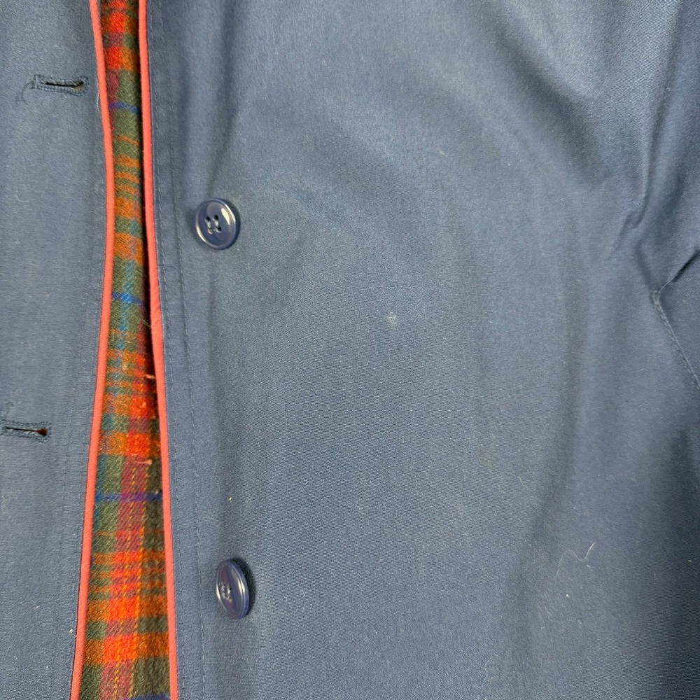 Vtg 80s Partners Mervyns Trench Coat Womens S Petite Plaid Zip Out Liner Hood - Picture 8 of 16